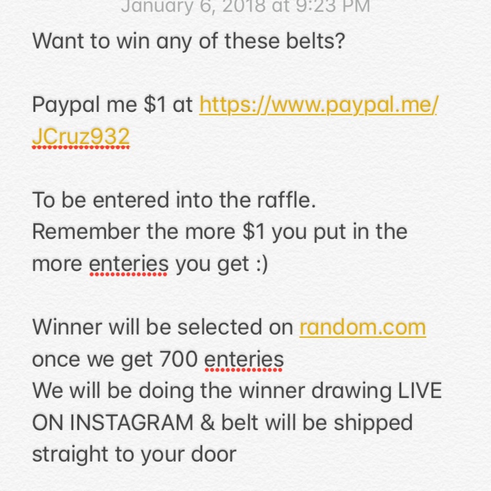 DESIGNER BELT RAFFLE